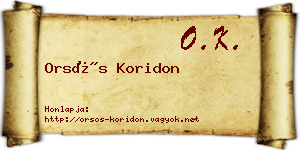 Orsós Koridon névjegykártya